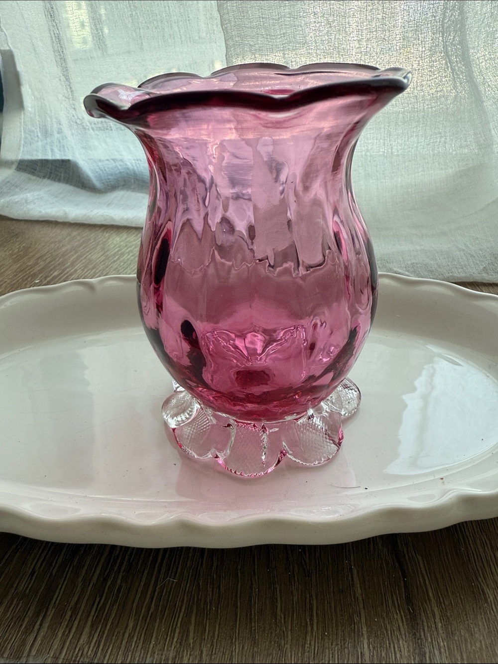 Vintage Pilgrim Cranberry Glass Vase